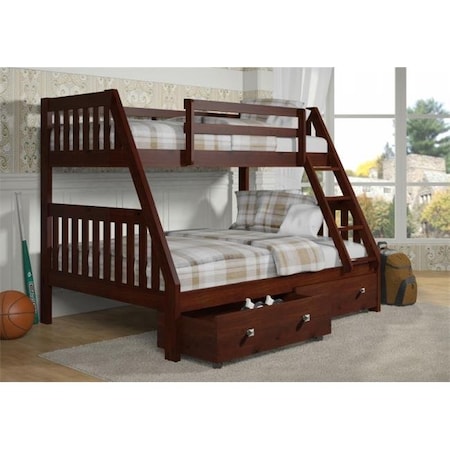 Pivot Direct Pivot Direct PD-1018-3CP-TF-505 Twin & Full Size Mission Bunkbed & Slat-Kits Mattress Ready with Dual Underbed Drawers - Dark Cappuccino PD_1018_3CP_TF_505